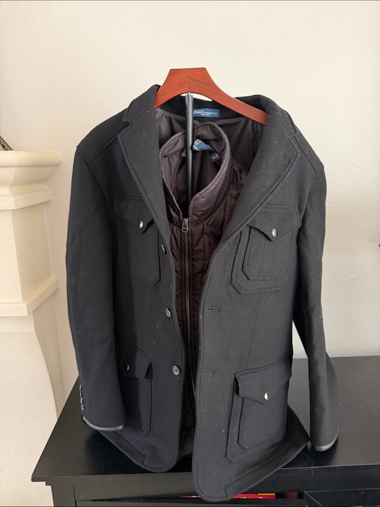 Polo Ralph Lauren Other - Polo Ralph Lauren Black Wool-Angora Blend Field Coat with Quilted Zip-In Liner